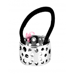 Inel pentru prins parul din plastic model ILM026AA Argintiu cu model